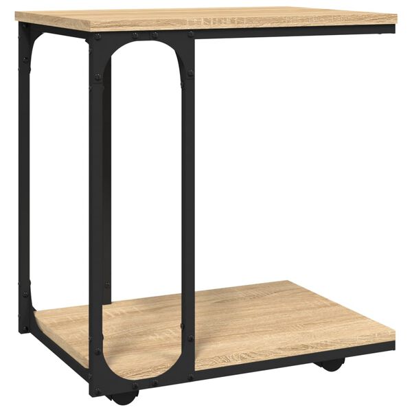 vidaXL Table d'appoint à roues Chêne sonoma 50x35x55,5 cm