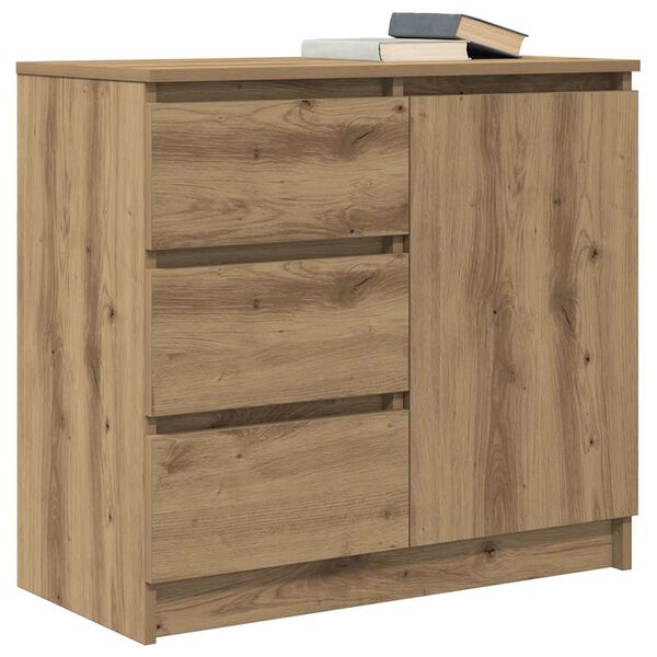 vidaXL Buffet avec tiroir ch&ecirc;ne artisanal 71x35x65 cm bois ing&eacute;nierie