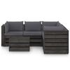 vidaXL Salon de jardin 6 pcs avec coussins Bois impr&eacute;gn&eacute; de gris