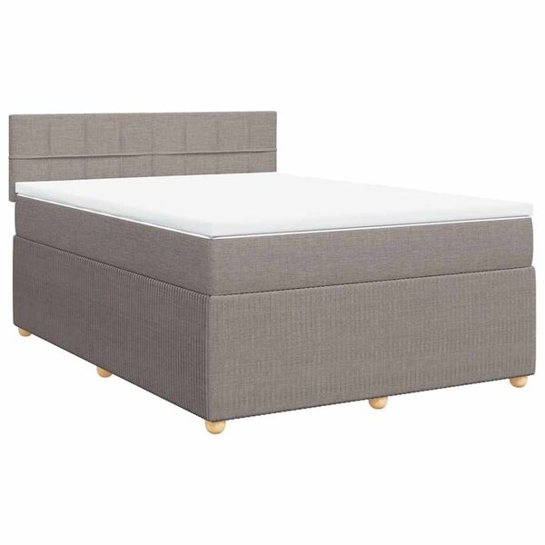 vidaXL Sommier &agrave; lattes de lit avec matelas Taupe 140x200 cm Tissu