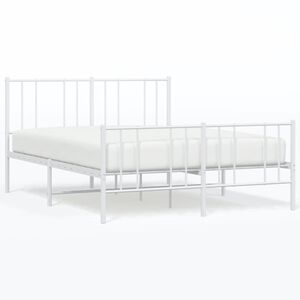 vidaXL Cadre de lit m&eacute;tal sans matelas et pied de lit blanc 140x190 cm