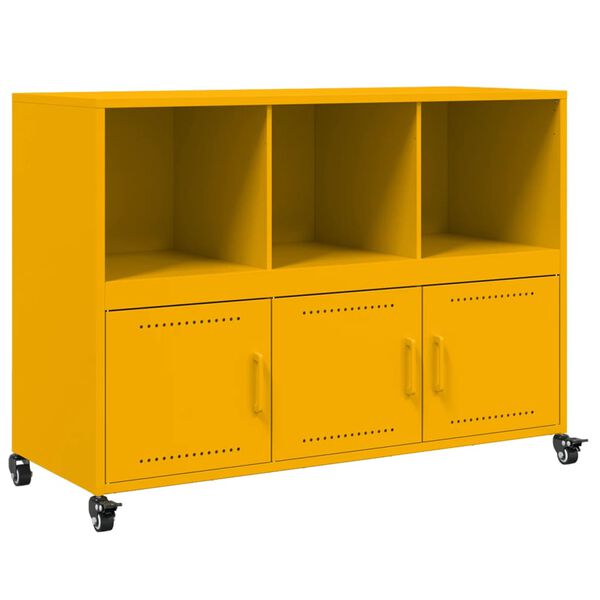 vidaXL Buffet jaune moutarde 100,5x39x72 cm acier