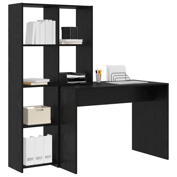 vidaXL Bureau Chêne noir 138,5 x 55 x 143 cm Bois d'ingénierie