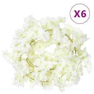 vidaXL Guirlandes de fleurs de Noël 6 pcs blanc 180 cm