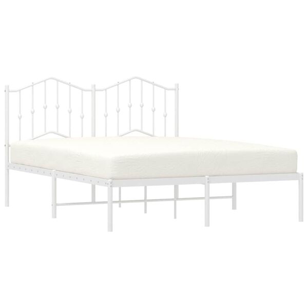 vidaXL Cadre de lit m&eacute;tal sans matelas et t&ecirc;te de lit blanc 150x200 cm