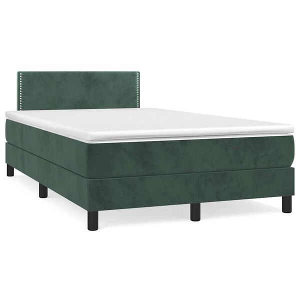 vidaXL Sommier &agrave; lattes de lit avec matelas LED vert fonc&eacute; 120x190 cm