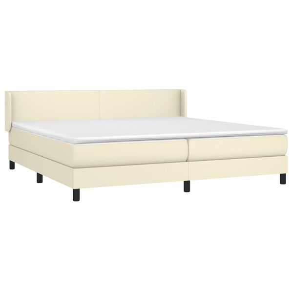 vidaXL Sommier &agrave; lattes de lit avec matelas Cr&egrave;me 200x200cm Similicuir