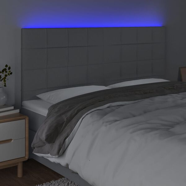 vidaXL T&ecirc;te de lit &agrave; LED Gris clair 180x5x118/128 cm Tissu