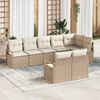vidaXL Ensemble de canap&eacute; de jardin 8 pcs Beige et blanc polyrotin
