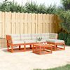 vidaXL Salon de jardin 5 pcs avec coussins cire marron bois pin massif