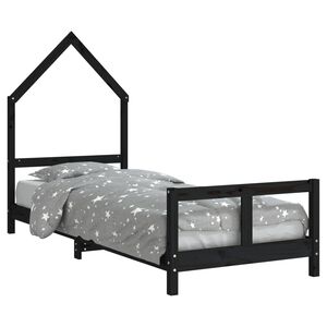 vidaXL Cadre de lit pour enfants noir 80x200 cm bois de pin massif