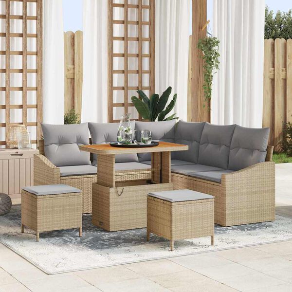 vidaXL Ensemble de canap&eacute; de jardin 8 pcs Beige et Gris clair