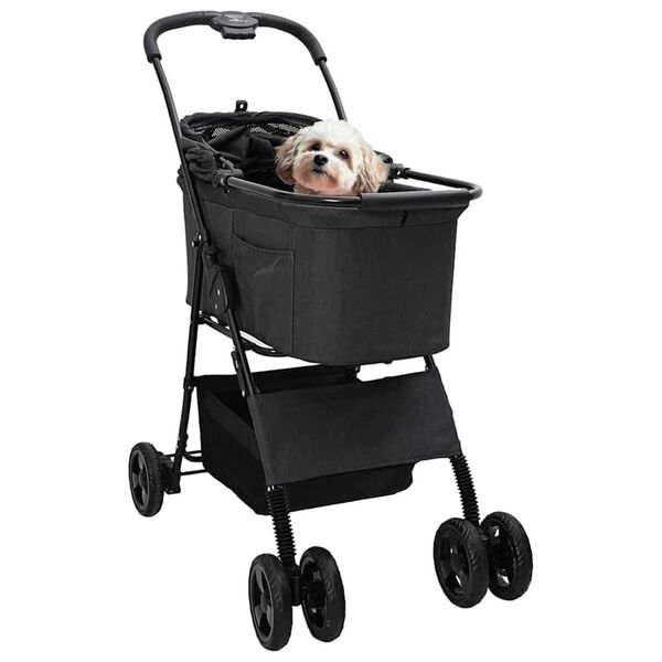 vidaXL Poussette Pliante pour Animaux Réglable Noir 81 x 47 x 99 cm