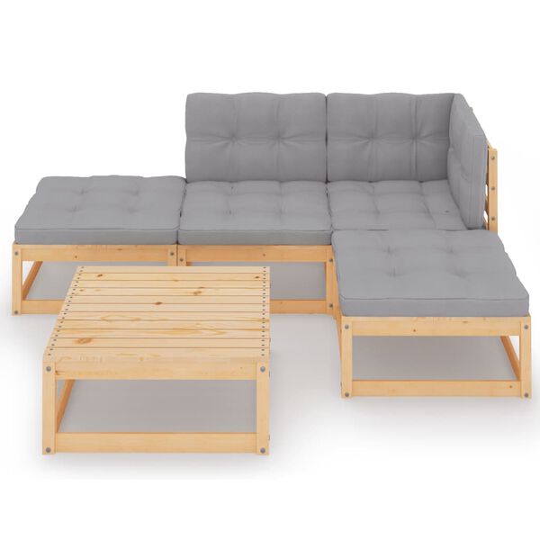 vidaXL Salon de jardin 5 pcs avec coussins Bois de pin massif