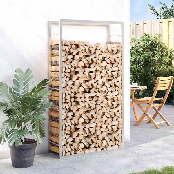 vidaXL Portant de bois de chauffage 80x28x154 cm acier inoxydable
