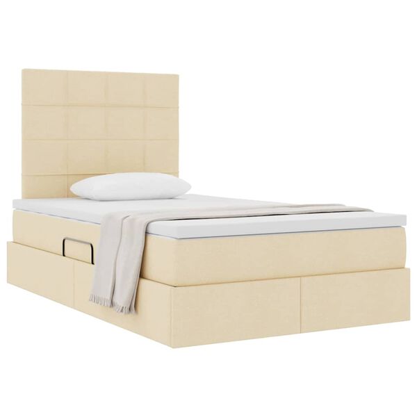 vidaXL Lit avec rangement et matelas Cr&egrave;me 120 x 200 cm Polyester