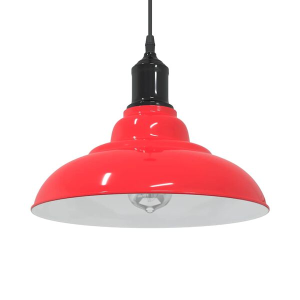 vidaXL Lampe suspendue r&eacute;glable hauteur E27 rouge brillant &Oslash;31cm m&eacute;tal