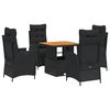 vidaXL Ensemble &agrave; manger de jardin coussins 5pcs Noir R&eacute;sine tress&eacute;e