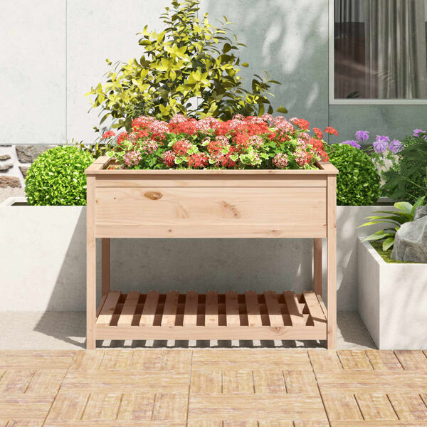 vidaXL Jardinière avec étagère 111,5x111,5x81 cm Bois massif de pin