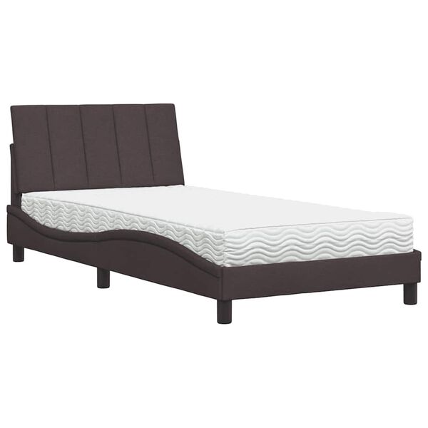vidaXL Lit avec matelas Hanko marron fonc&eacute; 100x200 cm tissu