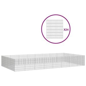 vidaXL Enclos pour animaux en libert&eacute; 24panneaux 54x60cm fer galvanis&eacute;
