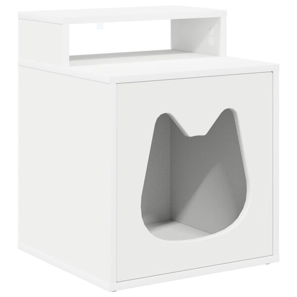 vidaXL Maison pour chat Blanc 42,5 x 40 x 52,5 cm Bois d'ingénierie
