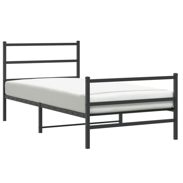 vidaXL Cadre de lit m&eacute;tal sans matelas et pied de lit noir 100x200 cm