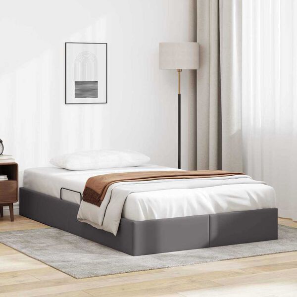 vidaXL Lit de Rangement avec matelas Gris 120 x 190 cm Faux cuir