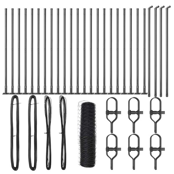 vidaXL Poteau de cl&ocirc;ture. Gris 50 x 1 m (maillage de 36 mm)