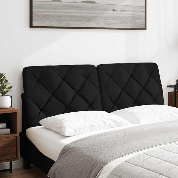 vidaXL Coussin de t&ecirc;te de lit noir 120 cm tissu
