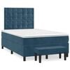 vidaXL Sommier &agrave; lattes de lit et matelas Bleu fonc&eacute; 120x200cm Velours