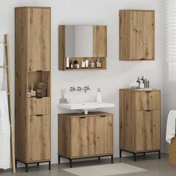 vidaXL Ensemble de mobilier de salle de bain Ch&ecirc;ne artisanal