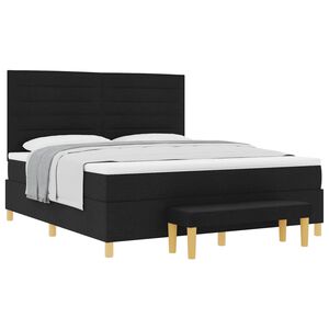 vidaXL Lit &agrave; ressorts avec matelas Noir 180 x 200 cm tissu
