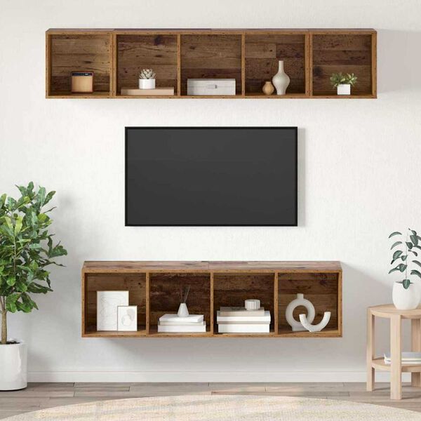 vidaXL Ensemble meuble TV 4 pcs Bois Ancien Bois d'ingénierie