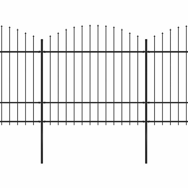 vidaXL Cl&ocirc;ture de jardin avec dessus en forme de lance en acier 714,5 x 175 cm Noir