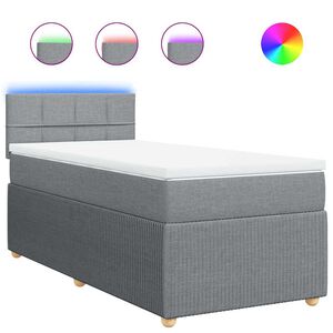 vidaXL Sommier &agrave; lattes de lit avec matelas gris clair 80x200 cm tissu