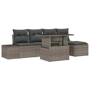vidaXL Ensemble de canap&eacute; de jardin avec coussin 6 pcs Gris polyrotin