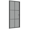 vidaXL Porte int&eacute;rieure 93x201,5 cm Noir Verre ESG et aluminium