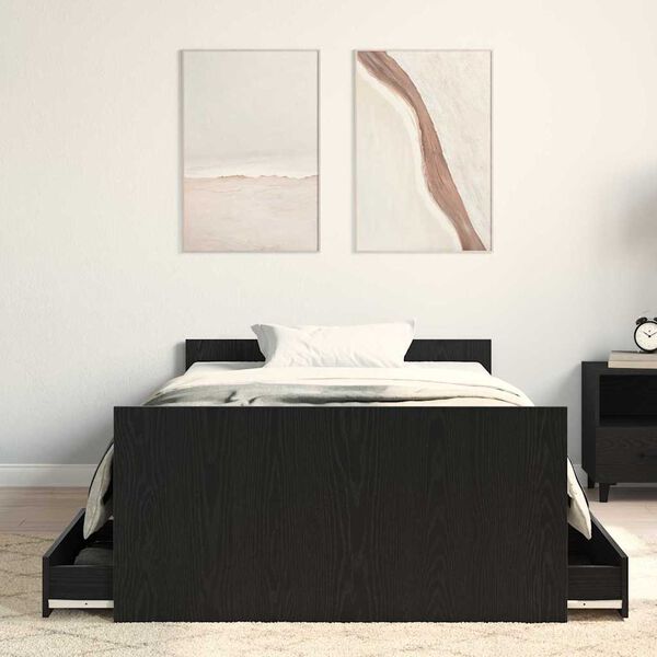 vidaXL Cadre de lit Ch&ecirc;ne noir 90 x 200 cm Bois d'ing&eacute;nierie