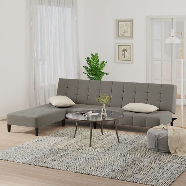 vidaXL Canapé-lit à 2 places avec repose-pied Gris clair Velours