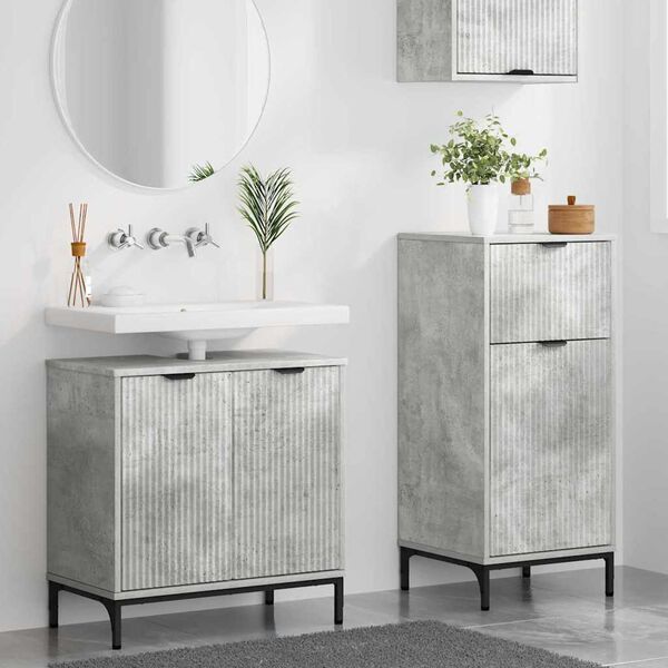 vidaXL Ensemble de mobilier de salle de bain 2 pcs Gris b&eacute;ton