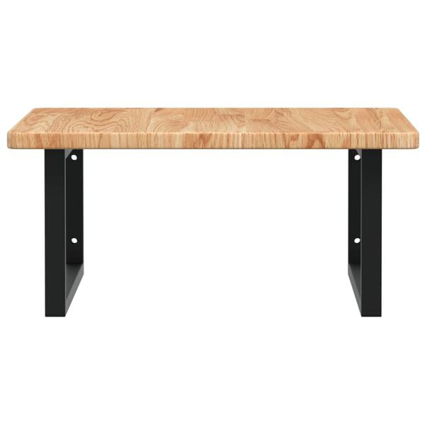 vidaXL &Eacute;tag&egrave;re de vasque murale acier et bois de ch&ecirc;ne massif