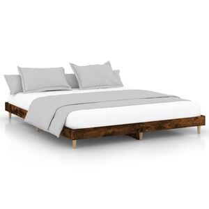 vidaXL Cadre de lit sans matelas ch&ecirc;ne fum&eacute; 200x200 cm bois ing&eacute;nierie