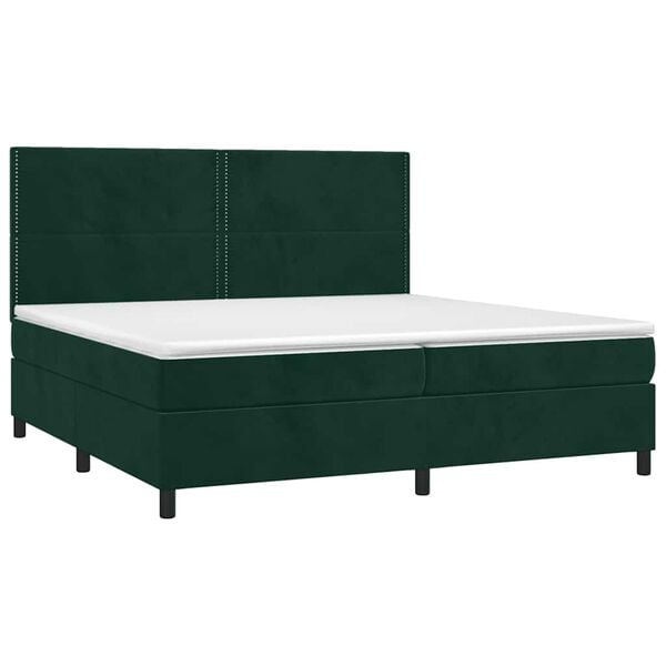 vidaXL Sommier &agrave; lattes de lit et matelas Vert fonc&eacute; 200x200cm Velours