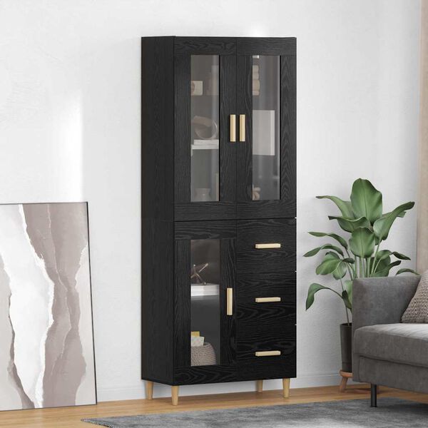 vidaXL Haut Armoire Ch&ecirc;ne noir 69,5 x 34 x 180 cm Bois d'ing&eacute;nierie