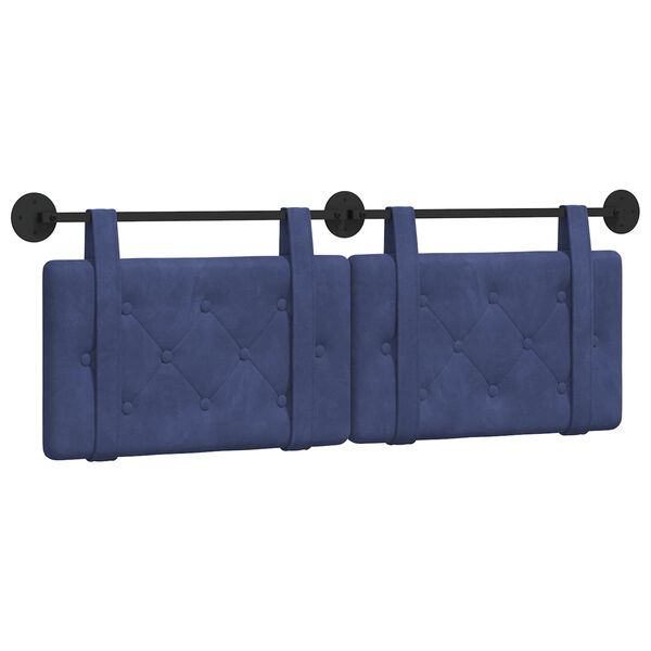 vidaXL T&ecirc;te de lit suspendue Bleu police 130 x 55 x 5 cm Velours