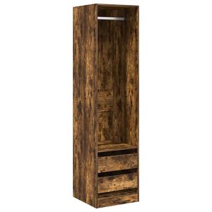 vidaXL Armoire avec tiroirs Ch&ecirc;ne fum&eacute; 50x50x200 cm Bois d'ing&eacute;nierie
