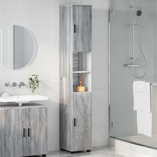 vidaXL Cabinet de salle de bain Gris Sonoma 30 x 35 x 192 cm
