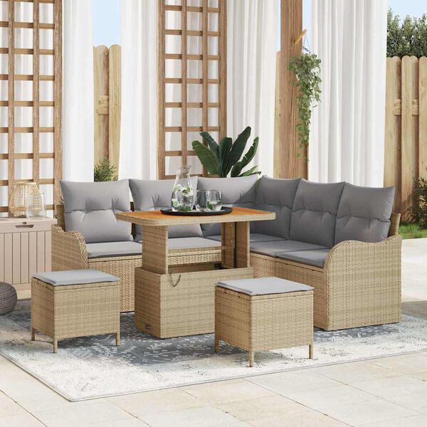 vidaXL Ensemble de canap&eacute; de jardin 8 pcs Beige polyrotin
