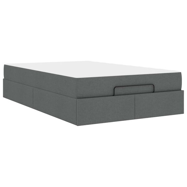 vidaXL Cadre de lit avec matelas avec matelas 2 pcs Gris Fonc&eacute; tissu